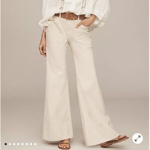 Anthropologie Cream Flare Pants